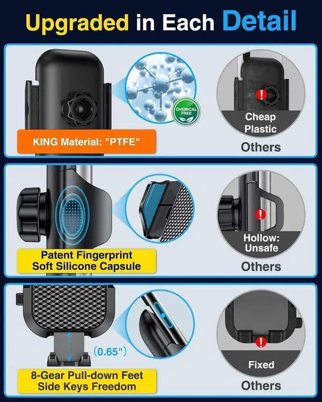 Alt view image 5 of 7 - Universal Car Phone Holder[Strongest adsorption] Upgraded Version 3 in 1 car Dashboard air Vents Windshield Phone Holder for iPhone Android  Google and All Other Smartphones