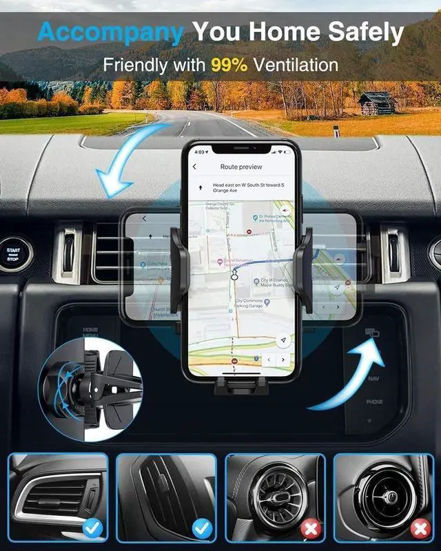 Alt view image 6 of 7 - Universal Car Phone Holder[Strongest adsorption] Upgraded Version 3 in 1 car Dashboard air Vents Windshield Phone Holder for iPhone Android  Google and All Other Smartphones