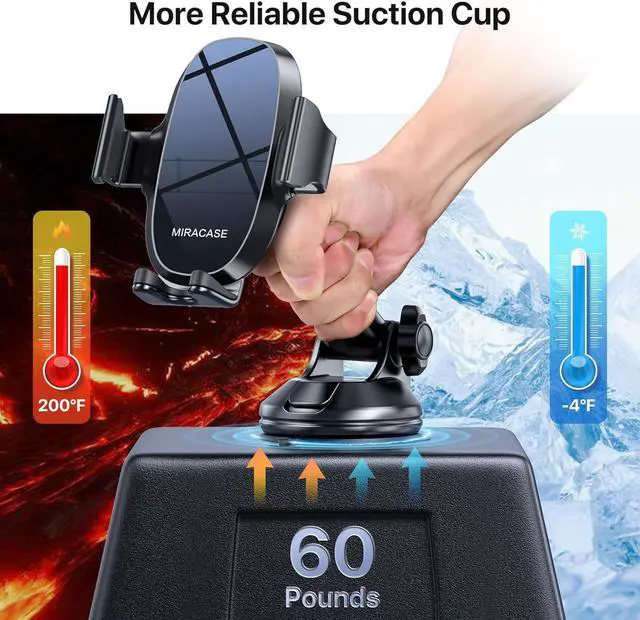 Alt view image 3 of 7 - Miracase 3-in-1 Cell Phone Holders for Your Car, Universal Car Phone Holder Mount for Dashboard Air Vent Windshield Compatible with iPhone16 15 14 13 12 11 Pro Max Xs XR X, Galaxy Stripe