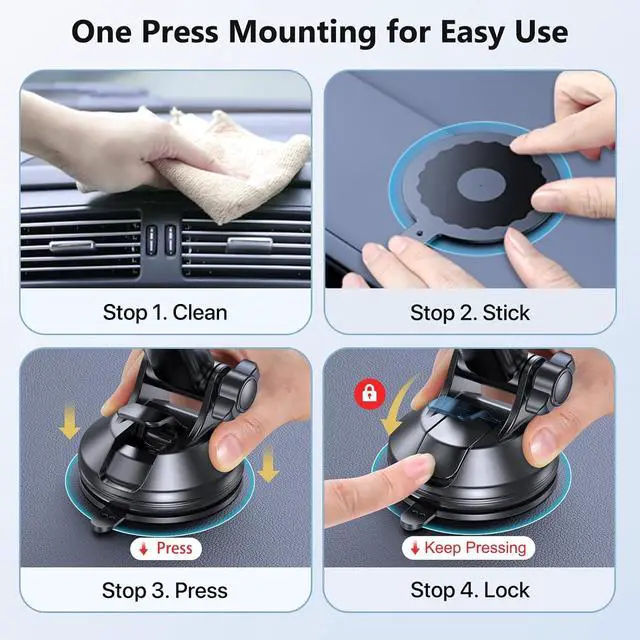 Alt view image 5 of 7 - Miracase 3-in-1 Cell Phone Holders for Your Car, Universal Car Phone Holder Mount for Dashboard Air Vent Windshield Compatible with iPhone16 15 14 13 12 11 Pro Max Xs XR X, Galaxy Stripe