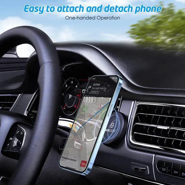 Alt view image 2 of 7 - WixGear Universal Flat Stick On (2 Pack) Dashboard Magnetic Car Mount Holder for Cell Phones and Mini Tablets with Fast Swift-Snap Technology - Extra Slim