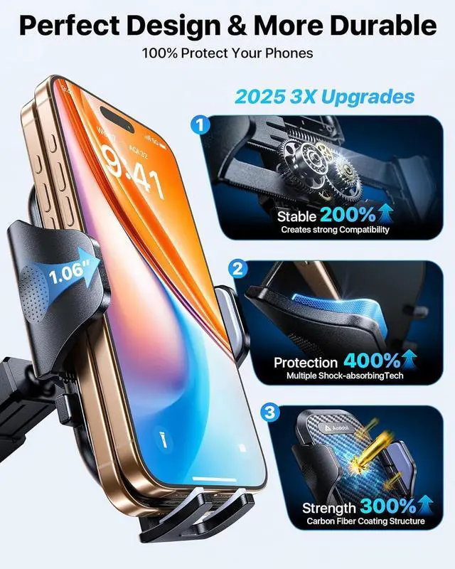 Alt view image 5 of 7 - Car Phone Holder Mount (Strong Suction&Bumpy Road Stable) Phone Holders for Your Car Cell Phone Car Mount for Windshield Dash Vent Truck Cradle Stand for iPhone 16 15 Pro Max 14 13 12