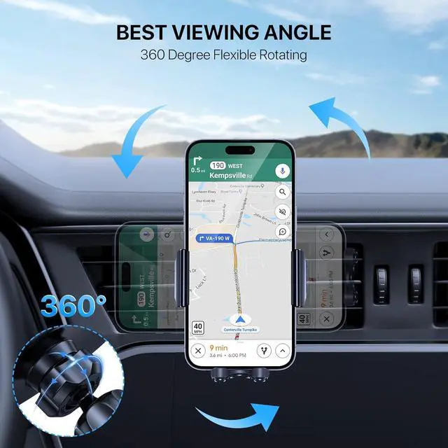 Alt view image 6 of 6 - Miracase Upgraded-2nd Generation Universal Phone Holders for Your Car, 3 in 1 Air Vent Car Phone Holder Mount Compatible with iPhone 16/15/14/13/12/11 Series and All Phones