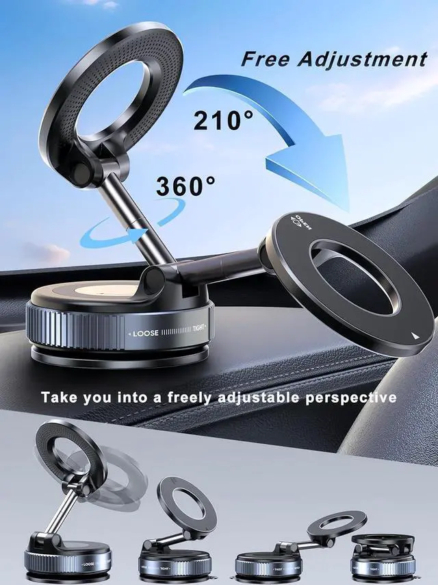 Alt view image 6 of 7 - Upgraded 360° Nano Gel Vacuum Magnetic Phone Holder, Car Phone Holder for Magsafe[108+LBS Strongest Suction & 3000gf Strongest Magnetic], Suction Cup Phone Mount for Car/for iPhone 16 Pro Max