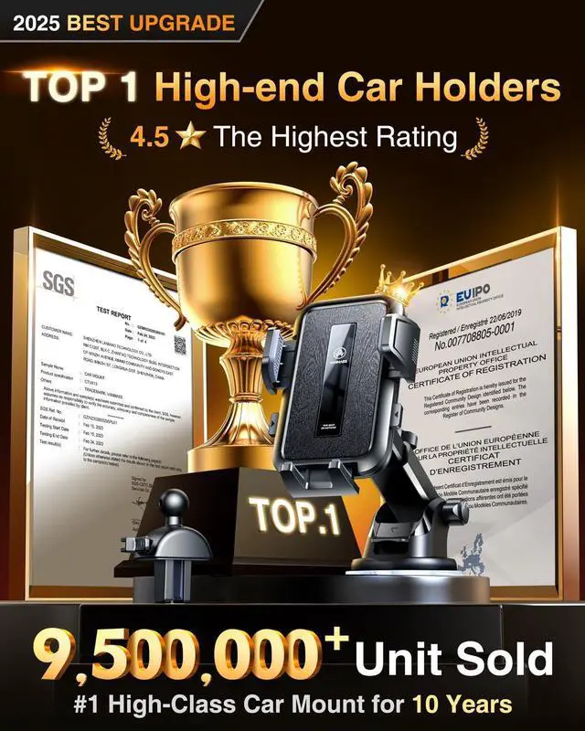 Alt view image 3 of 7 - 2025 Upgraded Car Phone Holder [85+LBS Strongest Suction] Patent Safety Cell Phone Mount Windshield Dashboard Vent Truck Accessories Stand Cradle for iPhone 16 Pro Max 15 14 13 Android