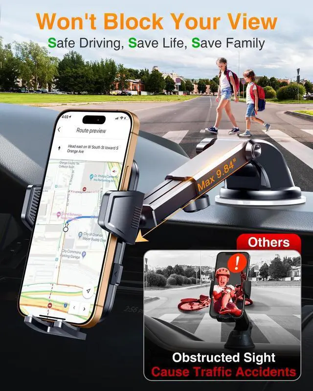 Alt view image 5 of 7 - VANMASS 2025 True Upgrade [85+LBS] Phone Holders for Your Car [Strongest Suction & Clip] Cell Phone Mount Dashboard Windshield Vent Stand Cradle for iPhone 16 Pro Max 15 14 13 Android, Silver