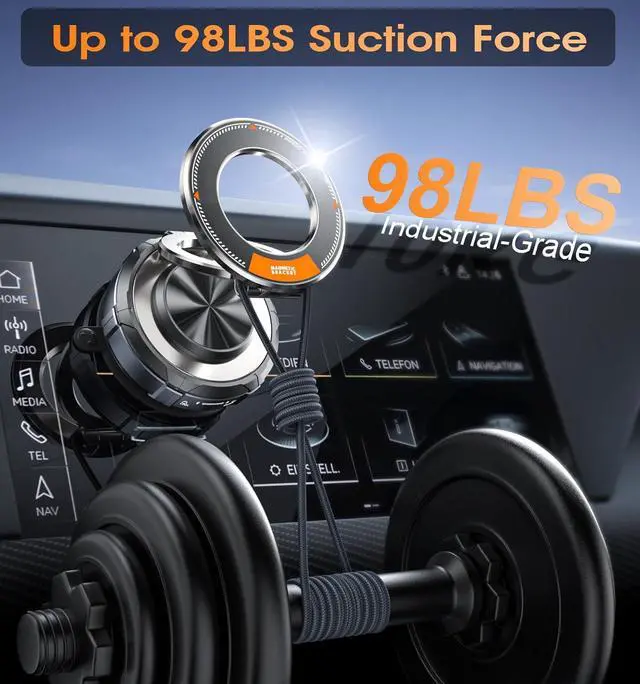 Alt view image 2 of 7 - Upgraded Suction Cup Phone Mount 360° Zinc Alloy Phone Stand Vacuum Magnetic Car Holder for MagSafe Mount 98 LBS Ultra Accessories for iPhone 16 15 14 13 12 Android