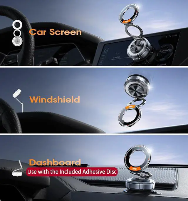 Alt view image 5 of 7 - Upgraded Suction Cup Phone Mount 360° Zinc Alloy Phone Stand Vacuum Magnetic Car Holder for MagSafe Mount 98 LBS Ultra Accessories for iPhone 16 15 14 13 12 Android