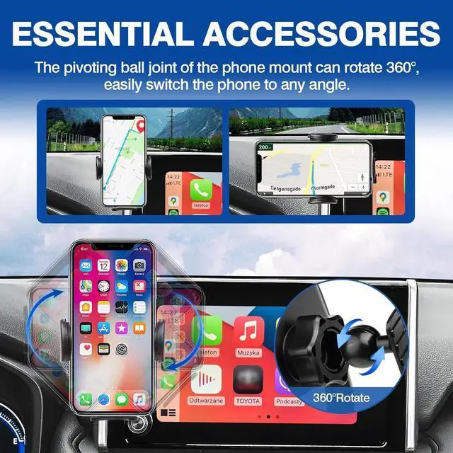 Alt view image 4 of 7 - Car Phone Holder for 2023 2024 2025 Toyota RAV4 Accessories Phone Mount 8-Inch Screen Cell Car Automobile Cradles Hands-Free 360 Degree Rotation