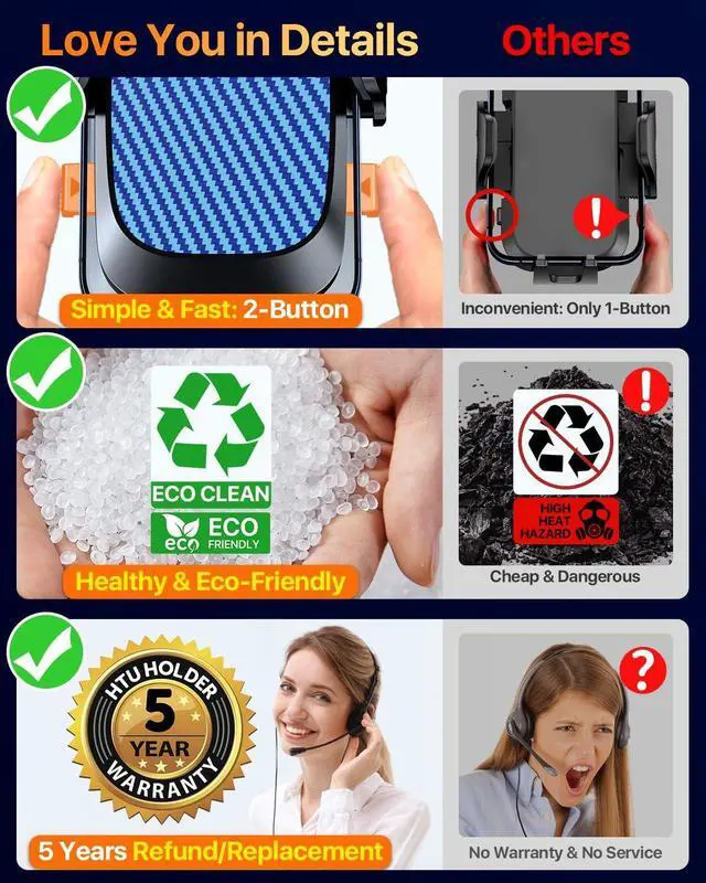 Alt view image 5 of 7 - 2025 Best Car Phone Holder Ultimate 5-in-1 & Upgraded 100+LBS Strongest SuctionTrue Military-Grade & Safety Cert 360° Windshield Dashboard Vent Mount Stand for iPhone Android & Truck Blue