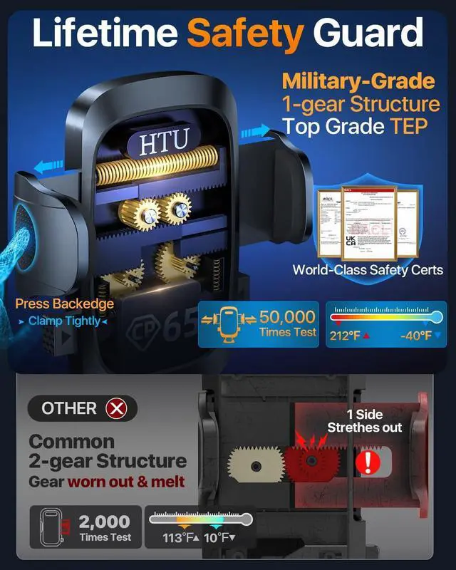 Alt view image 7 of 7 - 2025 Best Car Phone Holder Ultimate 5-in-1 & Upgraded 100+LBS Strongest SuctionTrue Military-Grade & Safety Cert 360° Windshield Dashboard Vent Mount Stand for iPhone Android & Truck Blue