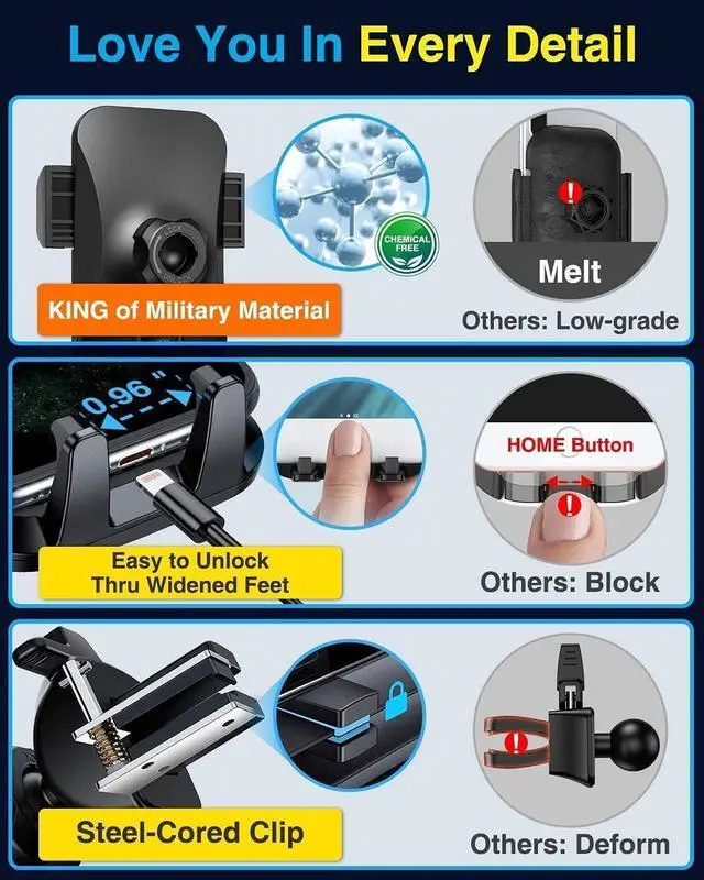 Alt view image 6 of 7 - VANMASS [2025 Upgrade Phone Holders for Your Car [Super Suction Cup] Cell Phone Mount Car Dashboard Window Vent Desk Fit for iPhone 16 Pro Max 15 14 Universal Handsfree Automobile Vehicle Cradle