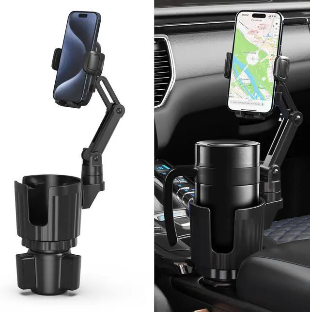 Main image of Phone Holders for Your Car, 2 in 1 Universal Cup Holder Expander Adjustable Base with Phone Mount, Long Arm with 360°Rotation Cup Holder Phones Mount for Car Compatible with All Smartphones