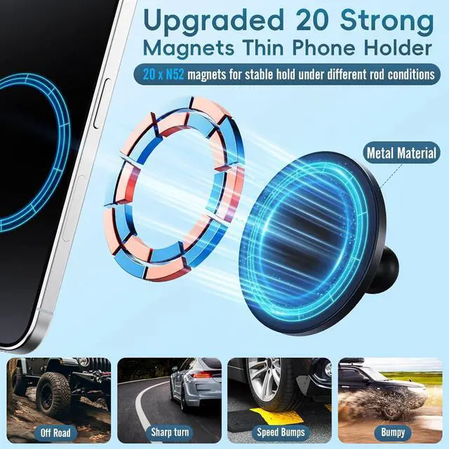 Alt view image 2 of 7 - Upgraded Vent Magnetic Phone Mount for Tacoma 2016 -2023 and 2014-2021 Toyota Tundra, 3rd Gen Tacoma Cell Phone Cradles with Full Metal Arm 20x Super Strong Magnet Phone Holder Fit for All Smartphone