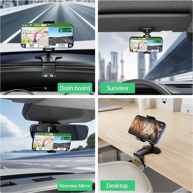 Alt view image 6 of 6 - Phone Mount for Car Dashboard 360 Degree Rotation Universal Cell Phone Holder for Car Clip Mount Stand Suitable for 4 to 7 Smartphones (Standard Black)
