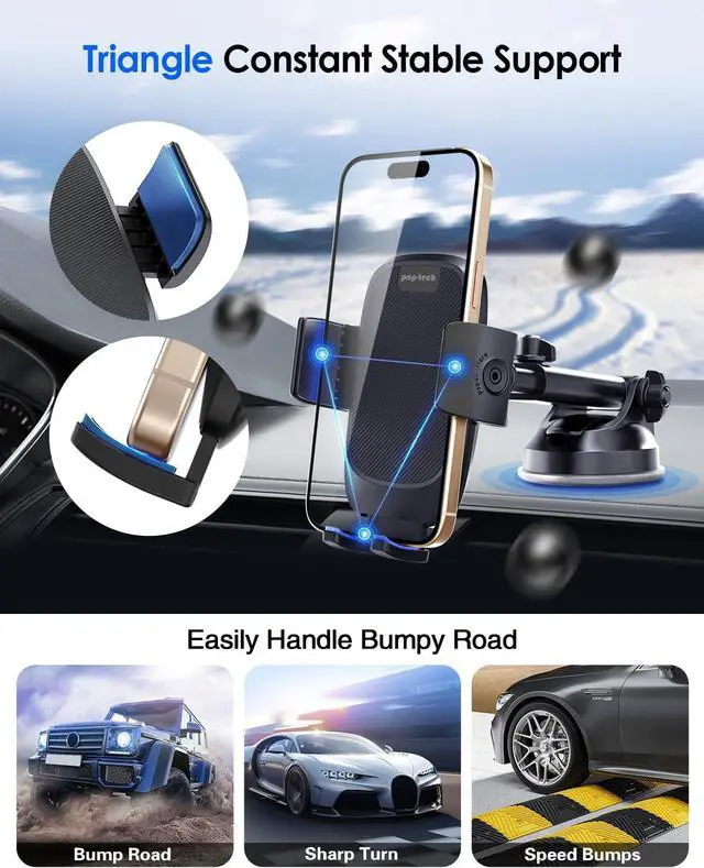 Alt view image 6 of 7 - Phone Mount for Car [Military-Grade Suction] Universal Cell Phone Holder for Your Car Dashboard Windshield Window Automobile Cradle Fit for iPhone  All Smartphones with Thick Case