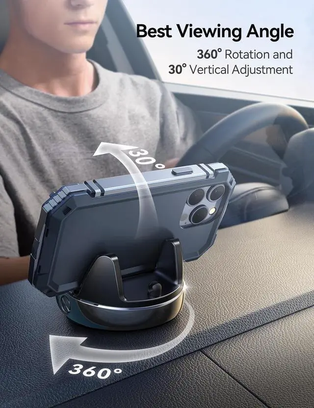 Alt view image 2 of 7 - Car Phone Holder with 360 Adjustable & Avoid Sun Glare Anti-slip Spring Snap Design Dashboard Cell Phone Holder Phone Holders for Your Car Compatible with Pop Grip Smartphones GPS Devices