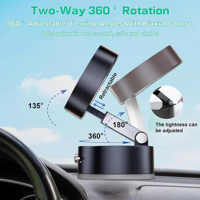 Alt view image 4 of 7 - Vacuum Suction Magnetic Phone Holder Rotatable Magnetic Suction Cup Phone Mount for Car/Mirror/Smooth Surface Foldable and Retractable for All Phones