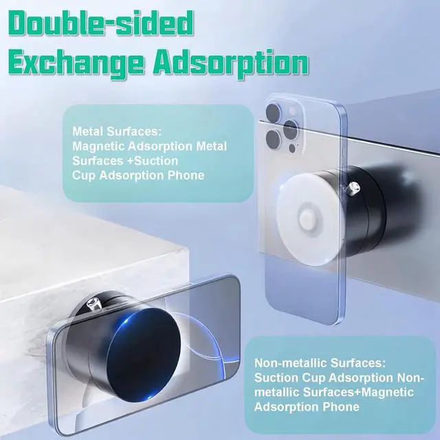 Alt view image 3 of 7 - Vacuum Suction Magnetic Phone Holder Rotatable Magnetic Suction Cup Phone Mount for Car/Mirror/Smooth Surface Foldable and Retractable for All Phones