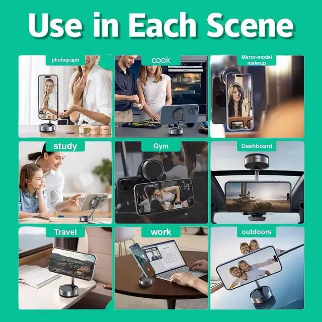 Alt view image 7 of 7 - Vacuum Suction Magnetic Phone Holder Rotatable Magnetic Suction Cup Phone Mount for Car/Mirror/Smooth Surface Foldable and Retractable for All Phones