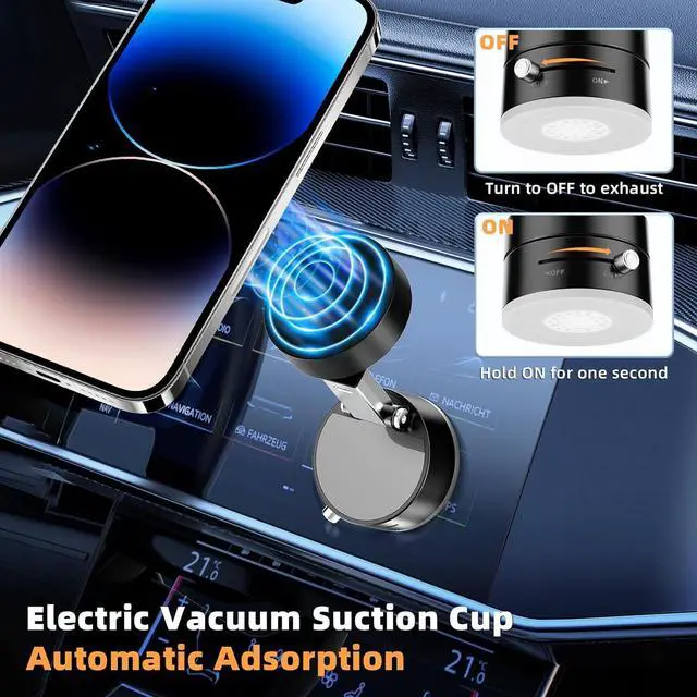 Alt view image 2 of 7 - Vacuum Suction Magnetic Car Phone Holder 2025 New Magnetic Suction Phone Mount Adjustable Electric Vacuum Magnetic Phone Stand for Car Foldable Strong Suction Car Holder Mount