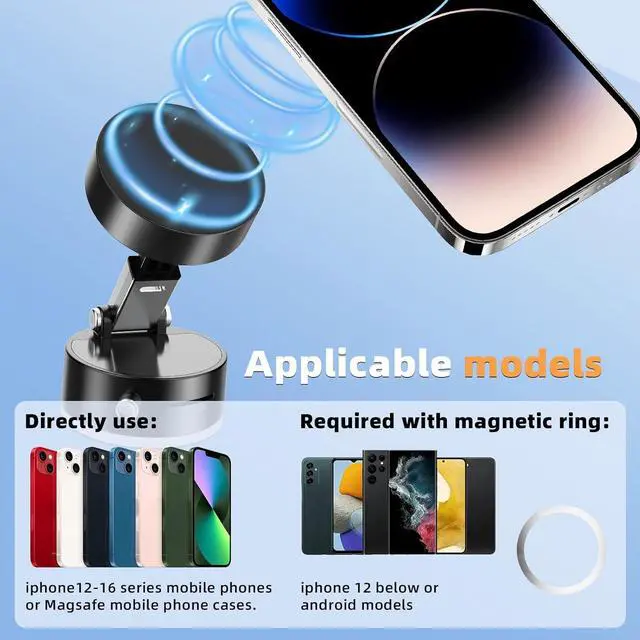 Alt view image 6 of 7 - Vacuum Suction Magnetic Car Phone Holder 2025 New Magnetic Suction Phone Mount Adjustable Electric Vacuum Magnetic Phone Stand for Car Foldable Strong Suction Car Holder Mount