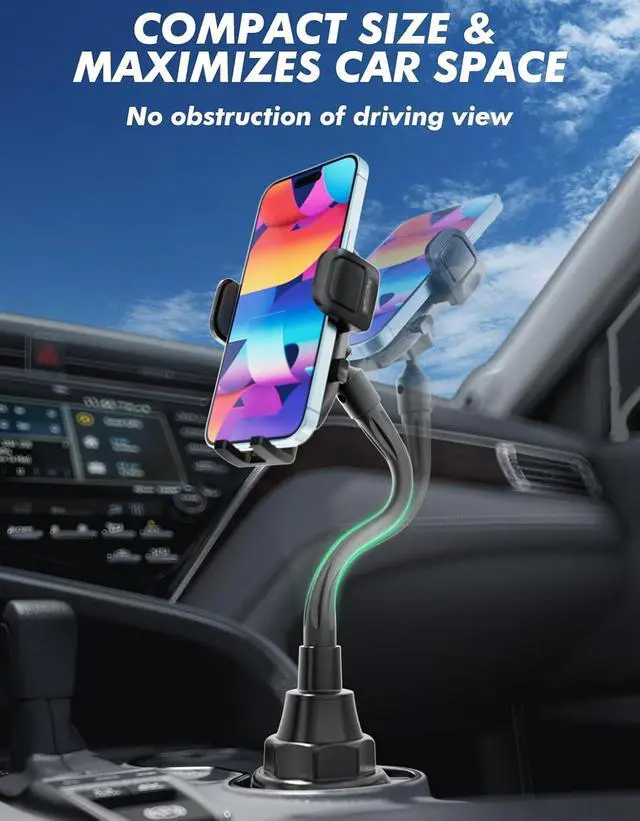 Alt view image 2 of 7 - Cup Phone Holder for Car Upgraded Car Phone Holder Phone Mount for Car with Expandable Base Cell Phone Cradles Compatible with iPhone  All 4.0-7.0 inches Phones