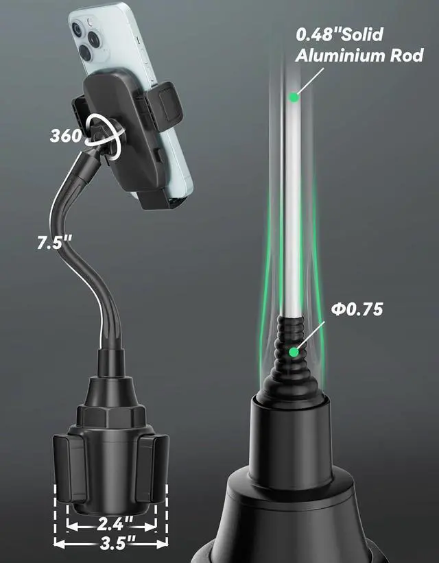 Alt view image 4 of 7 - Cup Phone Holder for Car Upgraded Car Phone Holder Phone Mount for Car with Expandable Base Cell Phone Cradles Compatible with iPhone  All 4.0-7.0 inches Phones