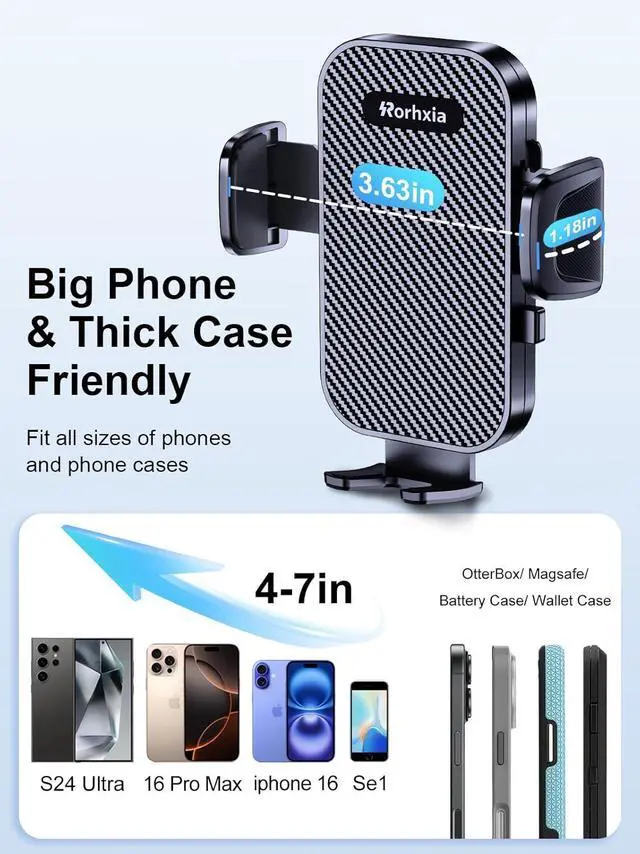 Alt view image 6 of 7 - [Military-Grade] 3-in-1 Phone Holders for Your Car [2025 Most Stable and Flexible Suction Cup] Vent Dashboard Windshield Cell Phone Mount Car Fit for All Phones iPhone