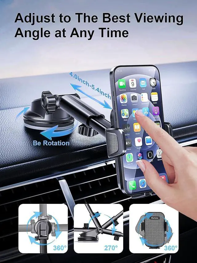 Alt view image 7 of 7 - [Military-Grade] 3-in-1 Phone Holders for Your Car [2025 Most Stable and Flexible Suction Cup] Vent Dashboard Windshield Cell Phone Mount Car Fit for All Phones iPhone