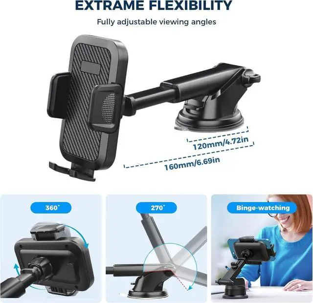 Alt view image 4 of 7 - Phone Mount for Car Military-Grade Car Phone Holder Mount Universal Automobile Dashboard Windshield Cell Phone Holder Truck Vent for iPhone 16 15 14 13 Pro Max