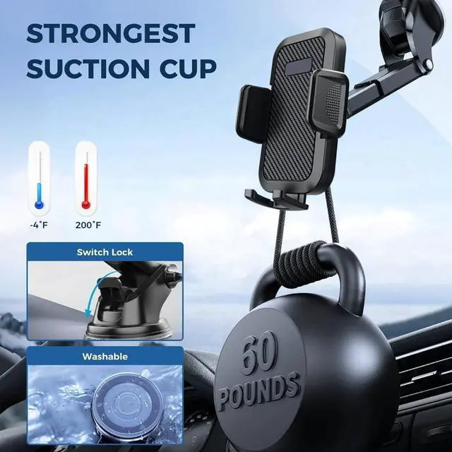 Alt view image 5 of 7 - Phone Mount for Car Military-Grade Car Phone Holder Mount Universal Automobile Dashboard Windshield Cell Phone Holder Truck Vent for iPhone 16 15 14 13 Pro Max
