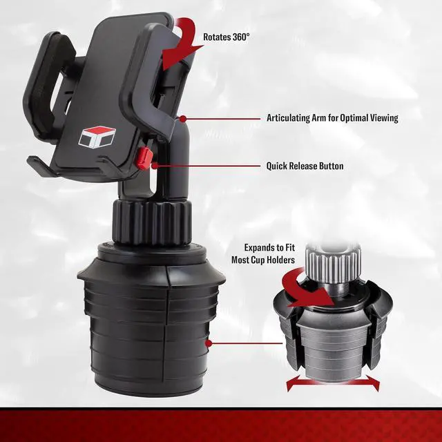 Alt view image 3 of 7 - Tuff Tech Cradle Cup Mount Phone Holder Universal Car Phone Holder