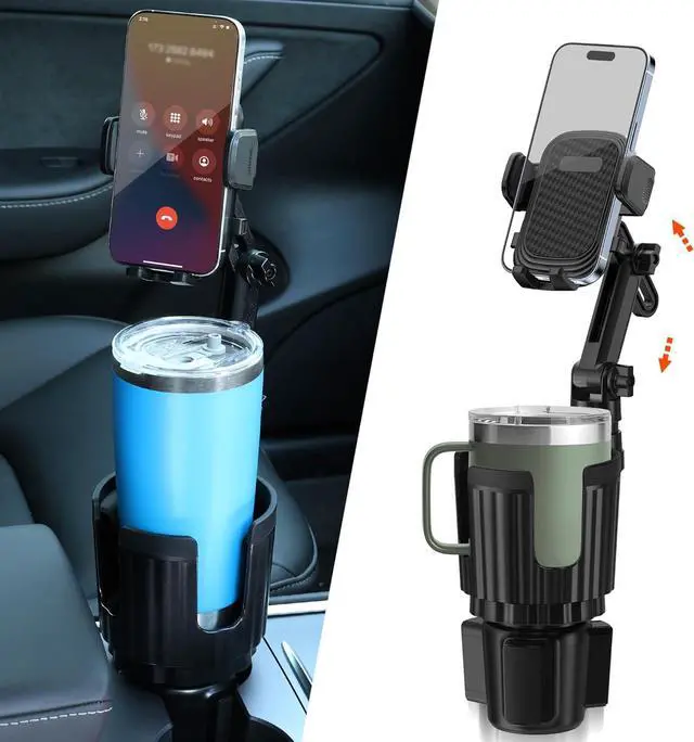 Main image of Newlest 2 in 1 Phone Mount for Car Cup Holder with Adjustable Base Phone Holders for Car Cupholder No Shaking 360 Flexible Neck Phone Mount for All 4-7 Smartphones Cup Holder for Most Bottles