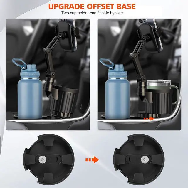 Alt view image 3 of 7 - Newlest 2 in 1 Phone Mount for Car Cup Holder with Adjustable Base Phone Holders for Car Cupholder No Shaking 360 Flexible Neck Phone Mount for All 4-7 Smartphones Cup Holder for Most Bottles