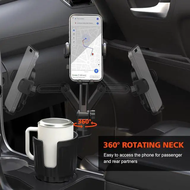 Alt view image 4 of 7 - Newlest 2 in 1 Phone Mount for Car Cup Holder with Adjustable Base Phone Holders for Car Cupholder No Shaking 360 Flexible Neck Phone Mount for All 4-7 Smartphones Cup Holder for Most Bottles