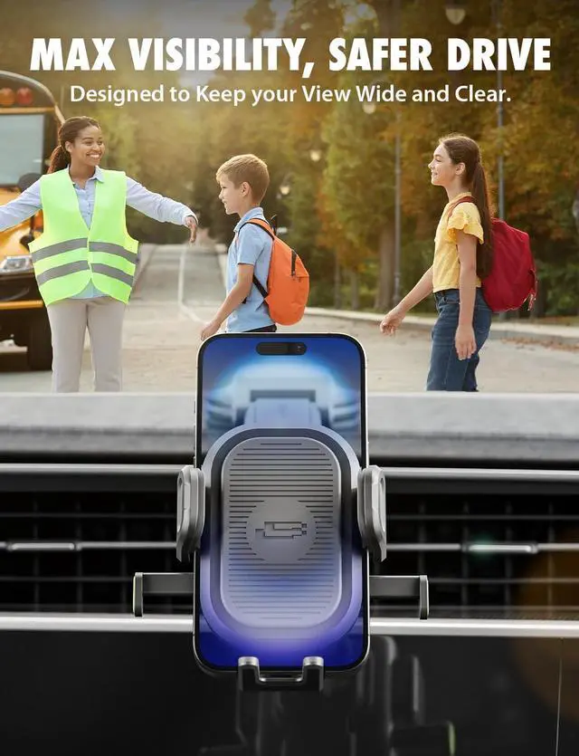 Alt view image 6 of 7 - OneClick Dashboard Cell Phone Holder for Your Car Universal Car Phone Mount with Suction Cup 360 Rotation Dash Mount Cell Phone Holder for iPhone  Google  Other Smartphones