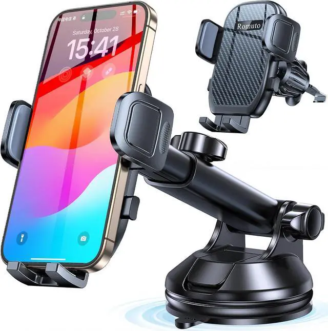 Main image of Car Phone Holder MountWindow + Vent +DashboardDash Mounted Holders Suction Cup Phone Holders for Your Car Phone Mount for Truck Cell Phone Automobile Cradle for iPhone  All Smartphone