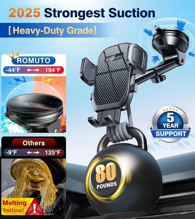 Alt view image 3 of 7 - Car Phone Holder MountWindow + Vent +DashboardDash Mounted Holders Suction Cup Phone Holders for Your Car Phone Mount for Truck Cell Phone Automobile Cradle for iPhone  All Smartphone