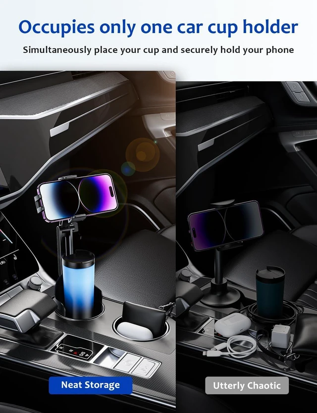 Alt view image 3 of 6 - Cup Holder Phone Mount for Car, Tryone 2 in 1 Newest Phone Holder Car Cupholder Adjustable Long Neck Universal Cupholder Cell Phone Holder Cradle for iPhone, Samsung, Google and All Phones (Black)