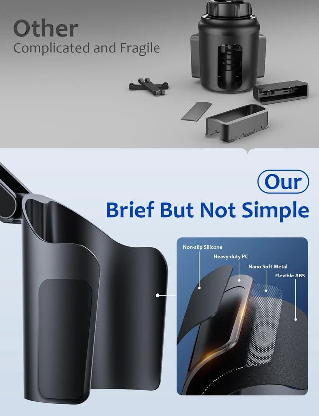 Alt view image 4 of 6 - Cup Holder Phone Mount for Car, Tryone 2 in 1 Newest Phone Holder Car Cupholder Adjustable Long Neck Universal Cupholder Cell Phone Holder Cradle for iPhone, Samsung, Google and All Phones (Black)