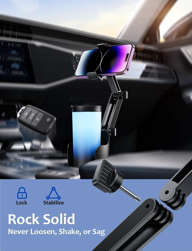 Alt view image 5 of 6 - Cup Holder Phone Mount for Car, Tryone 2 in 1 Newest Phone Holder Car Cupholder Adjustable Long Neck Universal Cupholder Cell Phone Holder Cradle for iPhone, Samsung, Google and All Phones (Black)