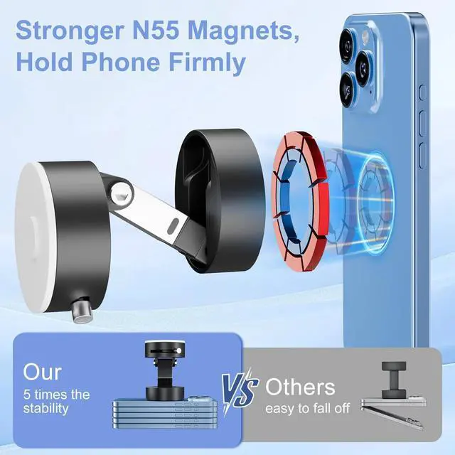 Alt view image 2 of 7 - Magnetic Phone Holder for Car 360 Position Suction Cup Phone Mount Foldable Vacuum Magnetic Phone Stand for i-Phone 16/15/14/13/12 All Phones