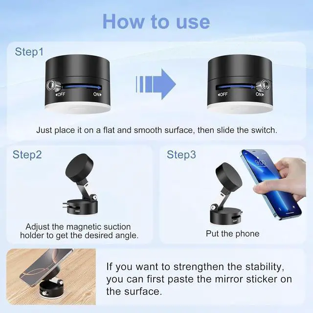 Alt view image 7 of 7 - Magnetic Phone Holder for Car 360 Position Suction Cup Phone Mount Foldable Vacuum Magnetic Phone Stand for i-Phone 16/15/14/13/12 All Phones
