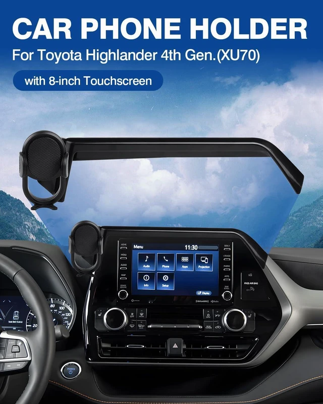 Alt view image 2 of 7 - Custom Fit for Car Phone Holder 2020-2026 Toyota Highlander Accessories Phone Mount 8 Screen Cell Phone Automobile Cradles Hands-Free 360 Degree Rotation