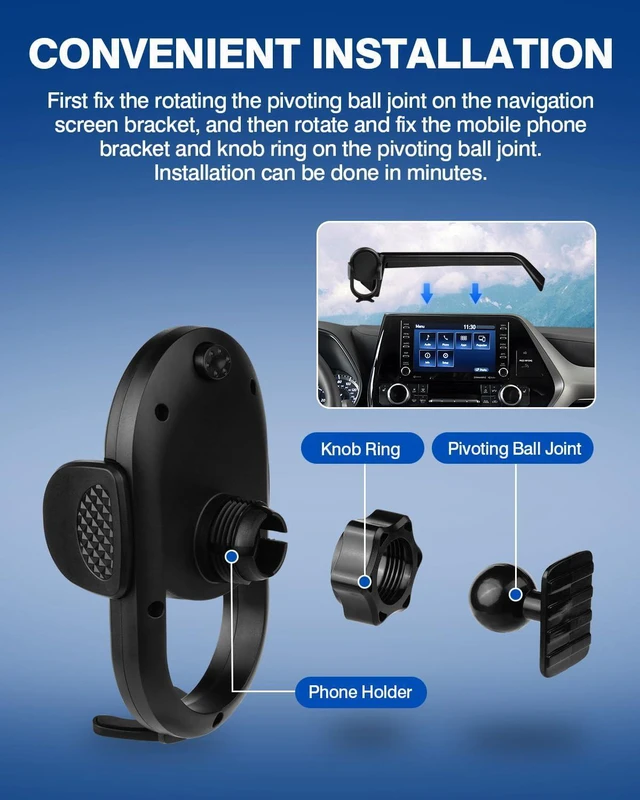 Alt view image 7 of 7 - Custom Fit for Car Phone Holder 2020-2026 Toyota Highlander Accessories Phone Mount 8 Screen Cell Phone Automobile Cradles Hands-Free 360 Degree Rotation