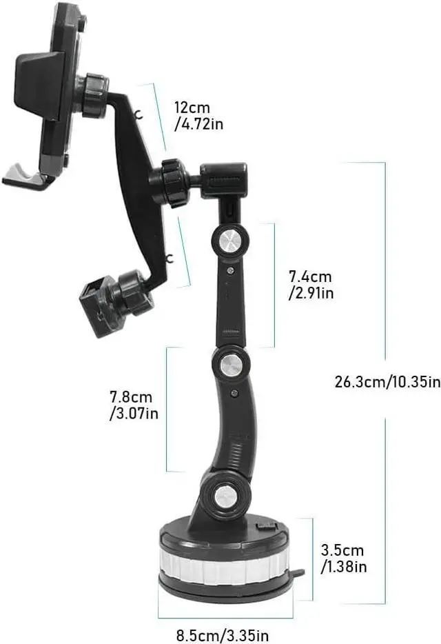 Alt view image 2 of 7 - Upgraded 3-in-1 Car Holder Mount Powerful Suction Phone Mount for Car Dashboard Air Vent Windshield for All iPhone Android Phone Walkie Talkie Black