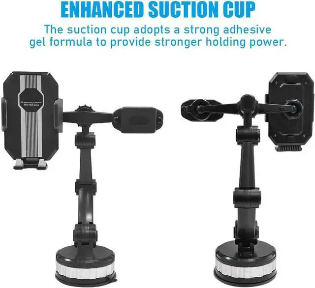 Alt view image 4 of 7 - Upgraded 3-in-1 Car Holder Mount Powerful Suction Phone Mount for Car Dashboard Air Vent Windshield for All iPhone Android Phone Walkie Talkie Black