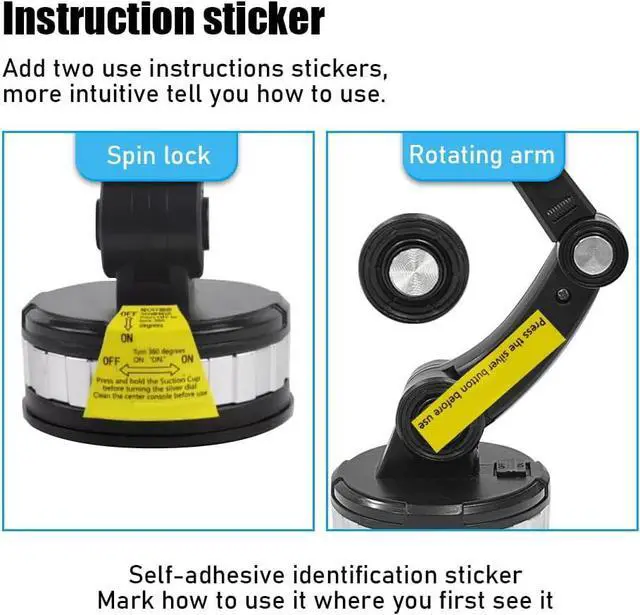 Alt view image 5 of 7 - Upgraded 3-in-1 Car Holder Mount Powerful Suction Phone Mount for Car Dashboard Air Vent Windshield for All iPhone Android Phone Walkie Talkie Black