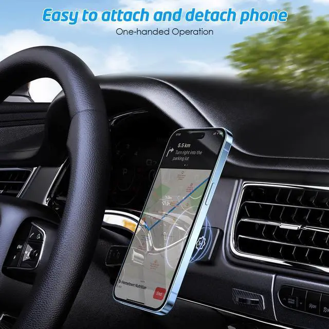 Alt view image 7 of 7 - Rectangle Flat Stick On Dashboard Magnetic Car Mount Holder for Cell Phones and Mini Tablets with Fast Swift-Snap Technology - Extra Slim